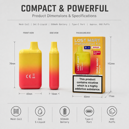 Lost Mary BM600 Prefilled Pod Kit - Triple Mango 20mg/ml